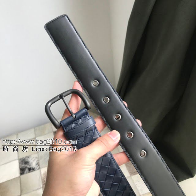BV高端男士皮帶 寶緹嘉編織搭配槍色磨砂帶頭腰帶 寶緹嘉經典牛皮腰帶  jjp1529